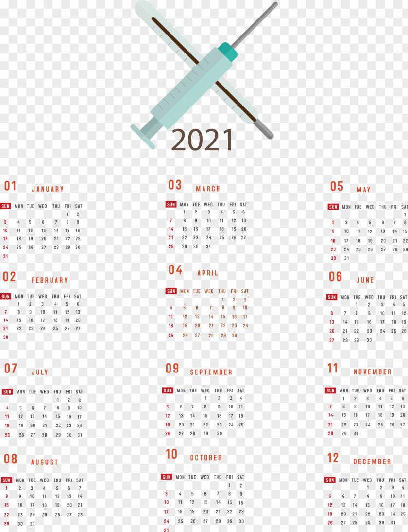 Printable 2021 Yearly Calendar PNG