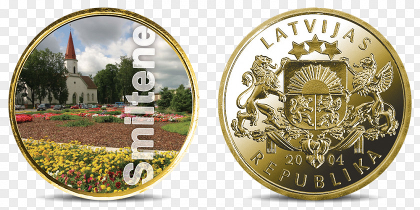 Coin Latvian Lats Gold Silver PNG