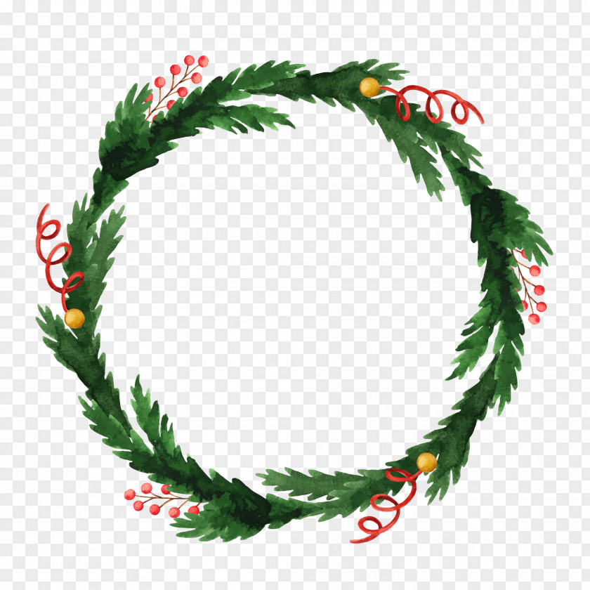 Holly Wreath Decoration Vector Illustration Christmas Ornament PNG