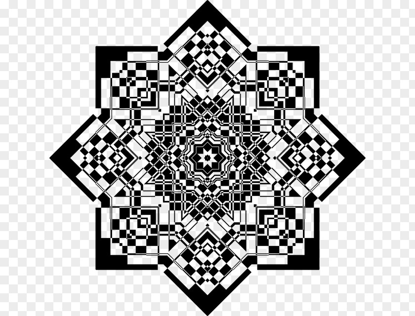 Mandala Design Black And White Geometry Art Fractal PNG