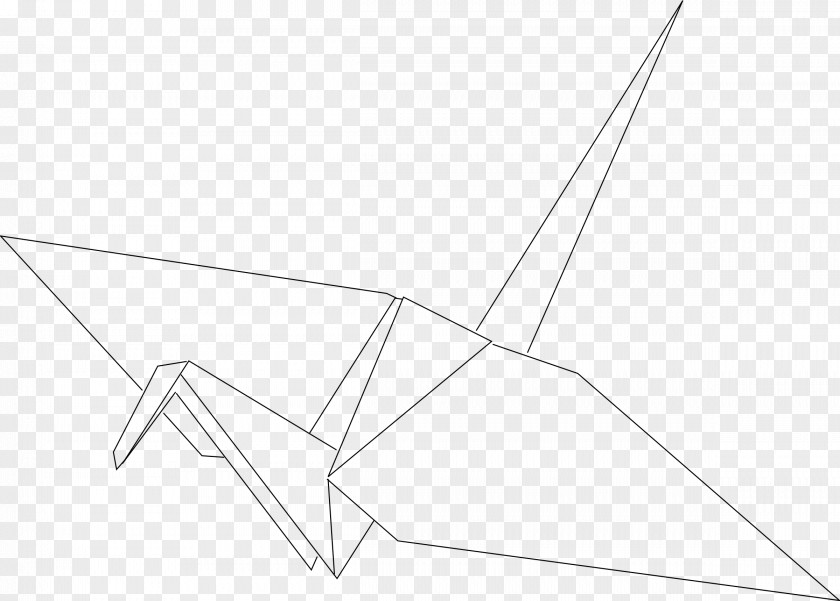 Crane Origami Paper Black And White PNG