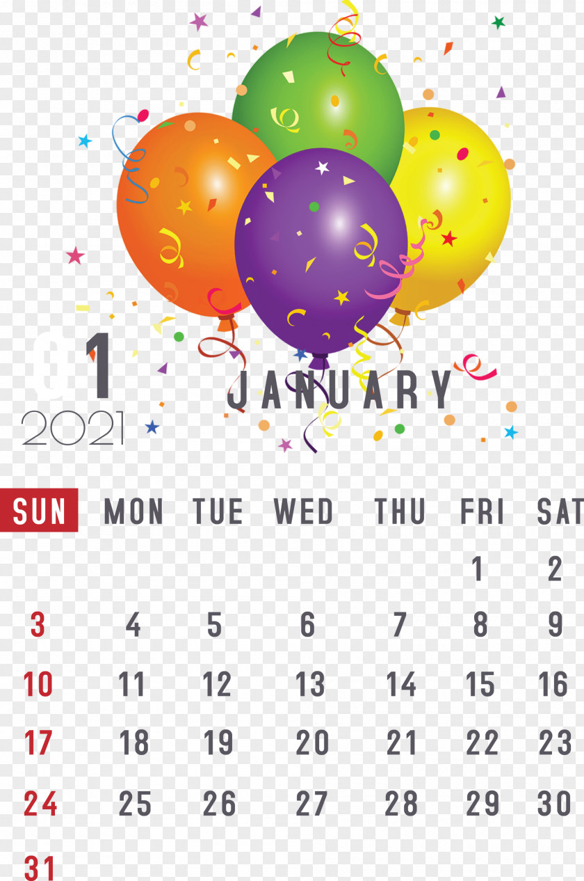 January 2021 Printable Calendar PNG