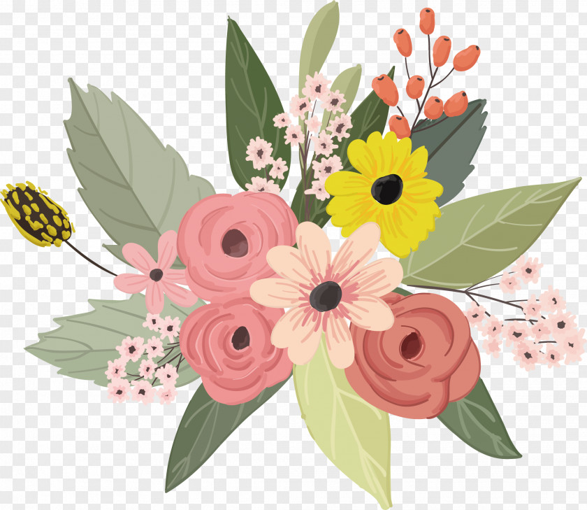 Watercolor Flower Vector Floral Design PNG