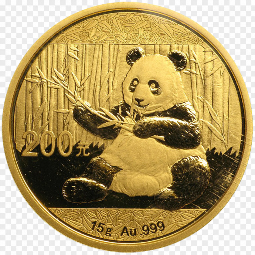 Bullion Giant Panda Chinese Gold Coin PNG