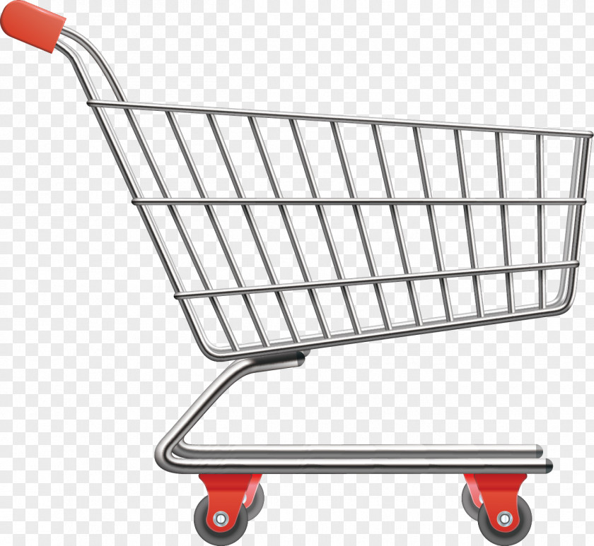 Realistic Vector Supermarket Shopping Cart PNG