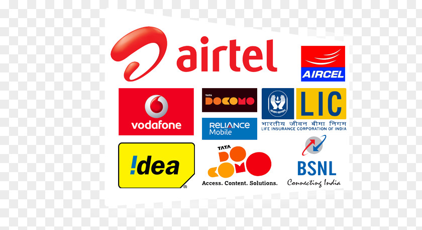 All Mobile Recharge Logo Service India Phones Bharti Airtel Idea Cellular PNG