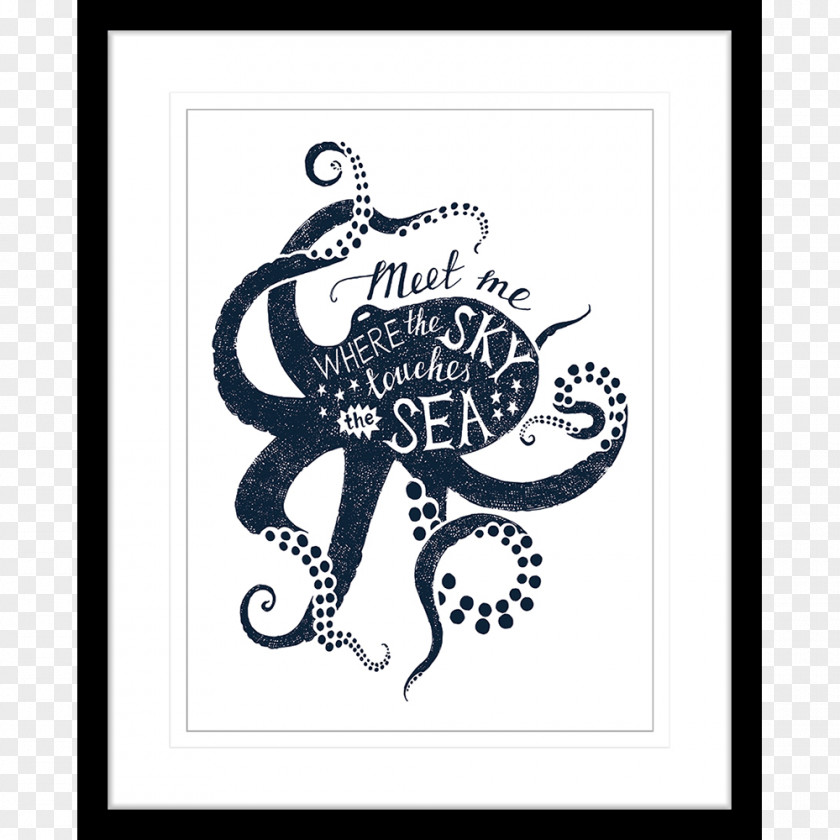 Black Watercolor Octopus Drawing PNG