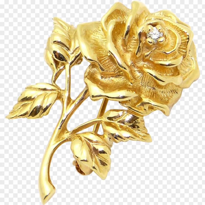 Gold Flowers Jewellery Flower Rose Brooch PNG