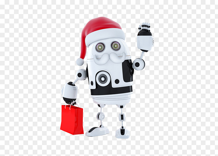 Robot Mention Red Bags Santa Claus Stock Photography Android Illustration PNG