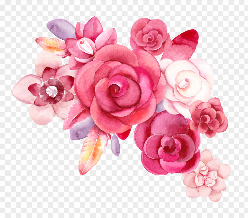 Drawing Flower Ps Material,Red Flowers Still Life: Pink Roses Creative Watercolor PNG