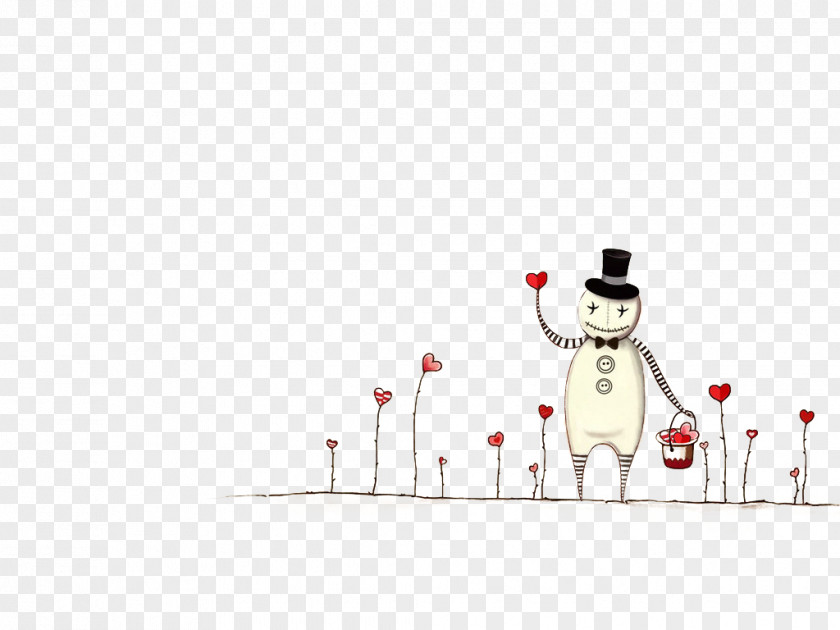 Snowman Holding Hearts Illustration PNG