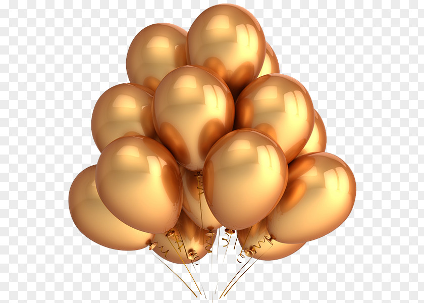 Gold Balloon Party Birthday Clip Art PNG