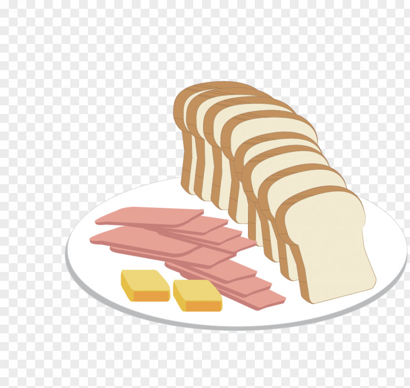 Vector Slice Of Bread Breakfast Ham Toast PNG