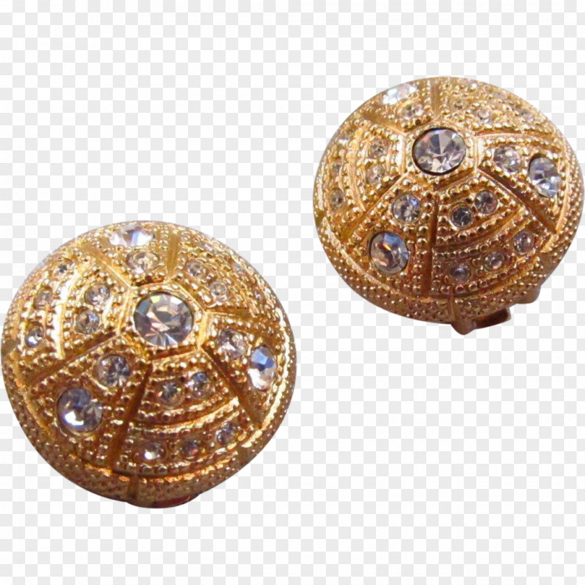 Beautifully Textured Crystal Button Earring Gold Diamond Imitation Gemstones & Rhinestones Jewellery PNG