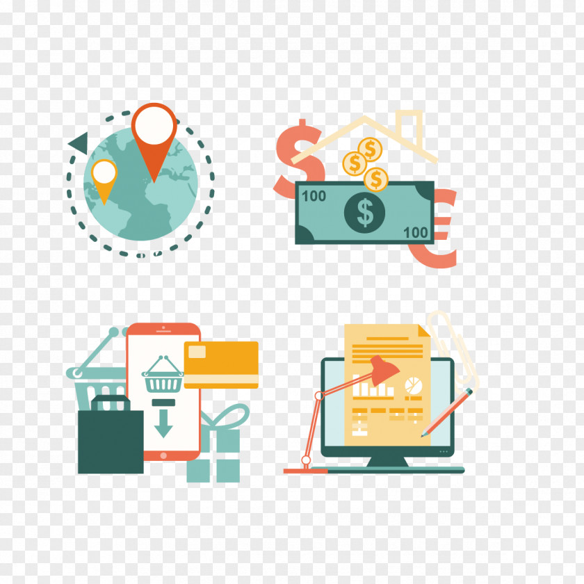 Business Banking And Flat Material Design Clip Art PNG