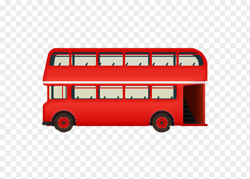 Cartoon Red Double-decker Bus London Illustration PNG