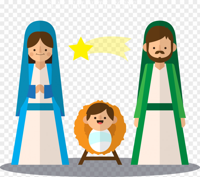 Vector Painted A Family Of Three Cartoon Illustration PNG