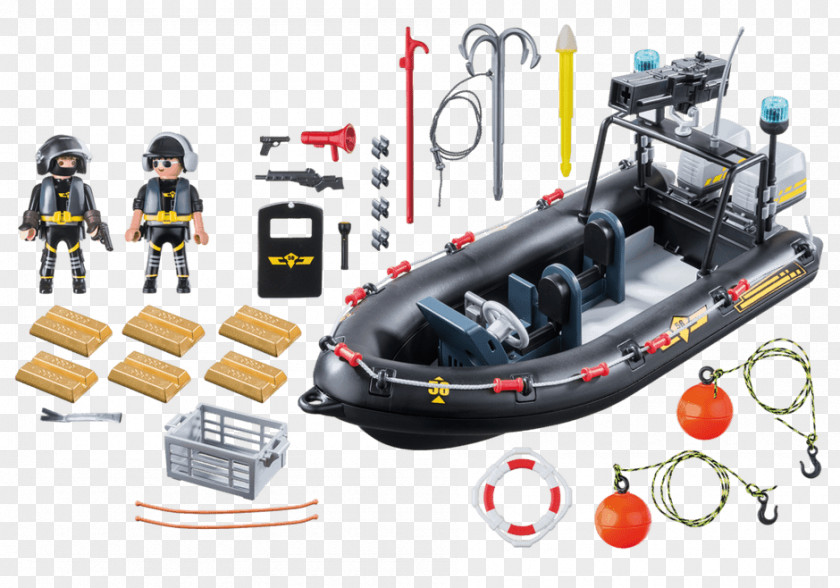 Toy Playmobil 9362 SWAT Boat Underwater Motor PLAYMOBIL Block Sets Police PNG