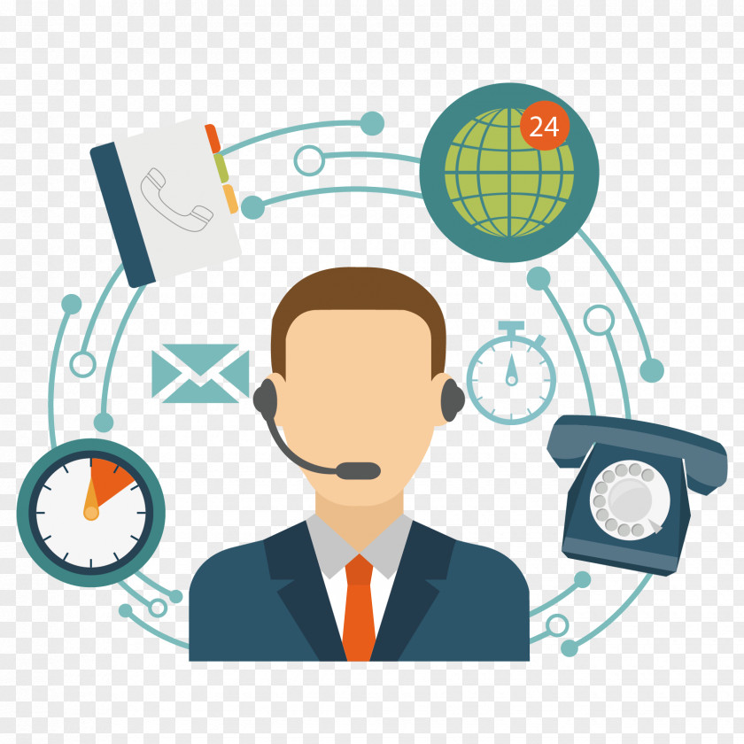 Magnifying Glass Call Centre Cartoon PNG