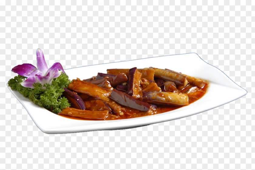 Braised Eggplant Chinese Cuisine Fried With Chili Sauce Braising PNG
