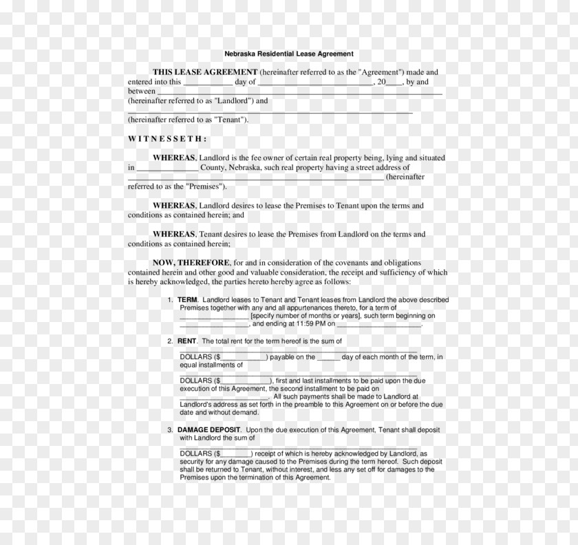 House Document Rental Agreement Lease Contract PNG