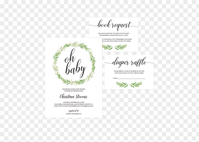 Greenery Invitation Baby Shower Wedding Diaper Party Infant PNG