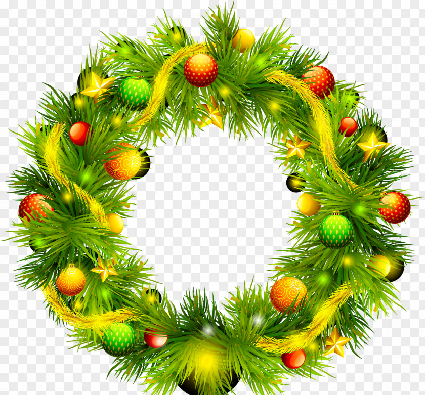 Green Circle Wreath Christmas Ball Pattern Decoration New Year Clip Art PNG
