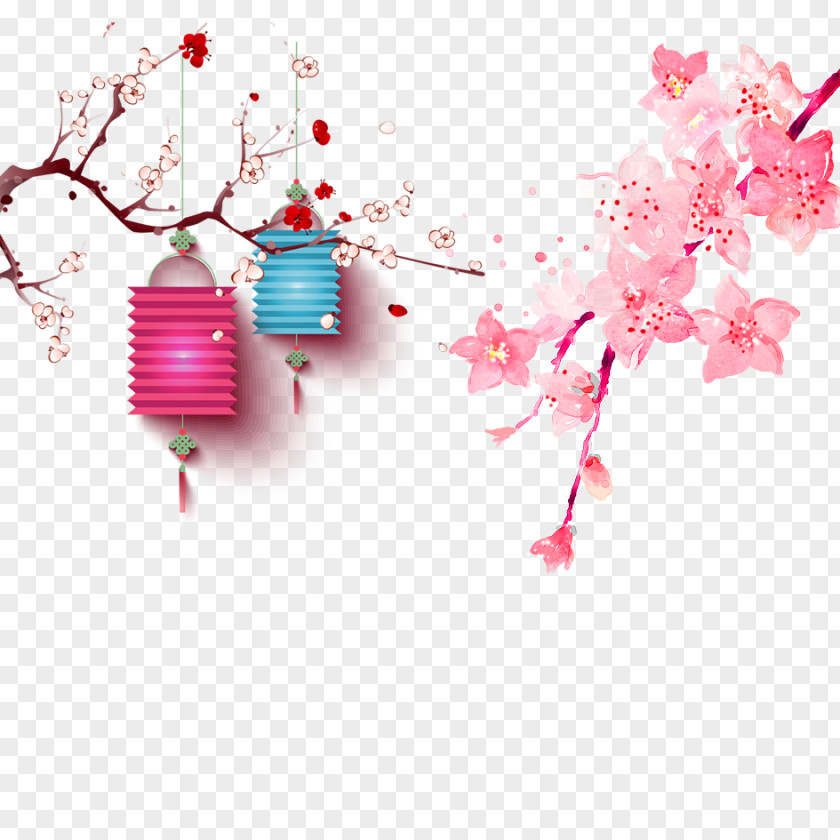 Peach Blossom Material Chinese New Year Years Day Lunar Traditional Holidays Greeting Card PNG