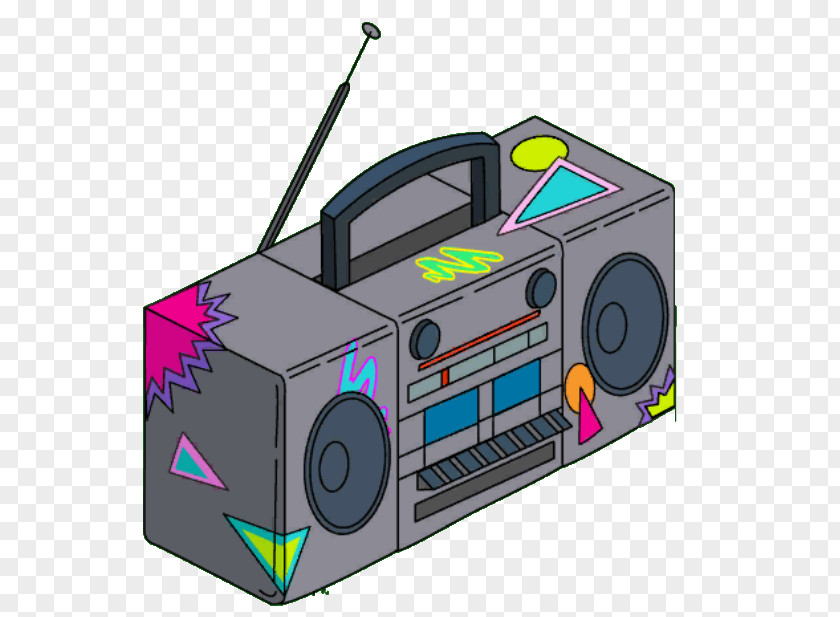 Summer Decoration Box Boombox 1980s Animation Clip Art PNG
