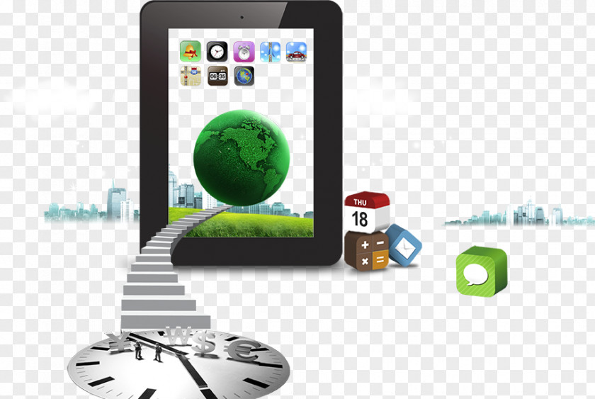 Tablet Ladder And Earth Download Poster Template Technology PNG