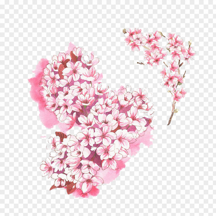 Warm Hand-painted Cherry Trees Buckle Free Material Blossom Cerasus PNG