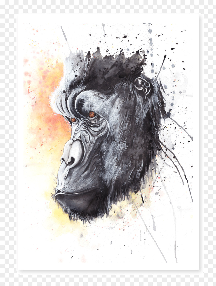 Cartoon Gorilla Watercolor Painting Drawing Art PNG