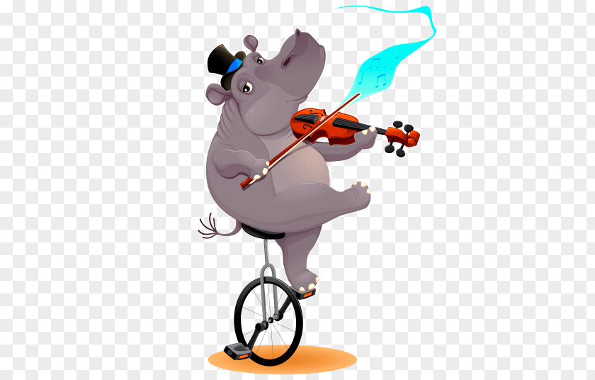 Juggling Hippopotamus Unicycle Clip Art PNG