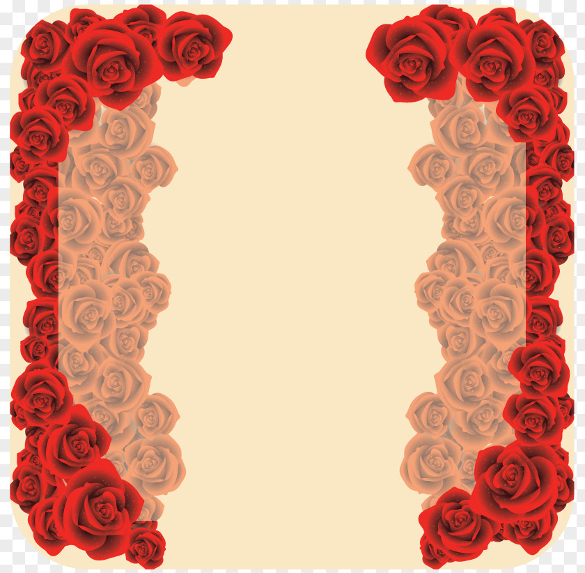 Valentine's Day Garden Roses Picture Frames Petal Pattern PNG