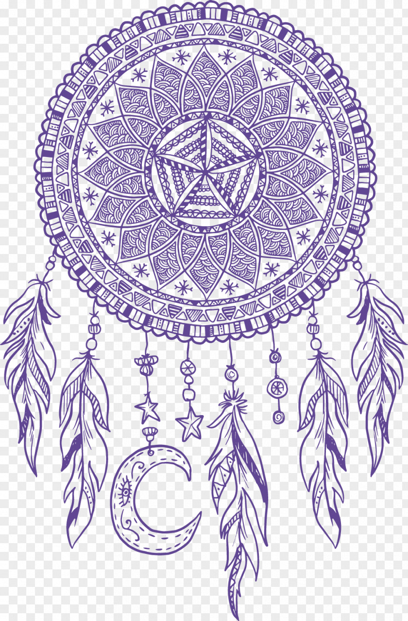 Vector Hand-painted Blue Pattern Dreamcatcher Euclidean PNG