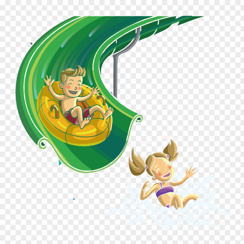 Children Play With Water Slides Park Playground Slide Computer File PNG