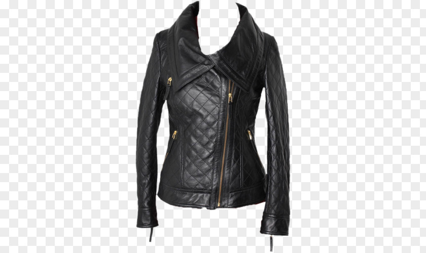 Jacket Leather Shearling Hood PNG