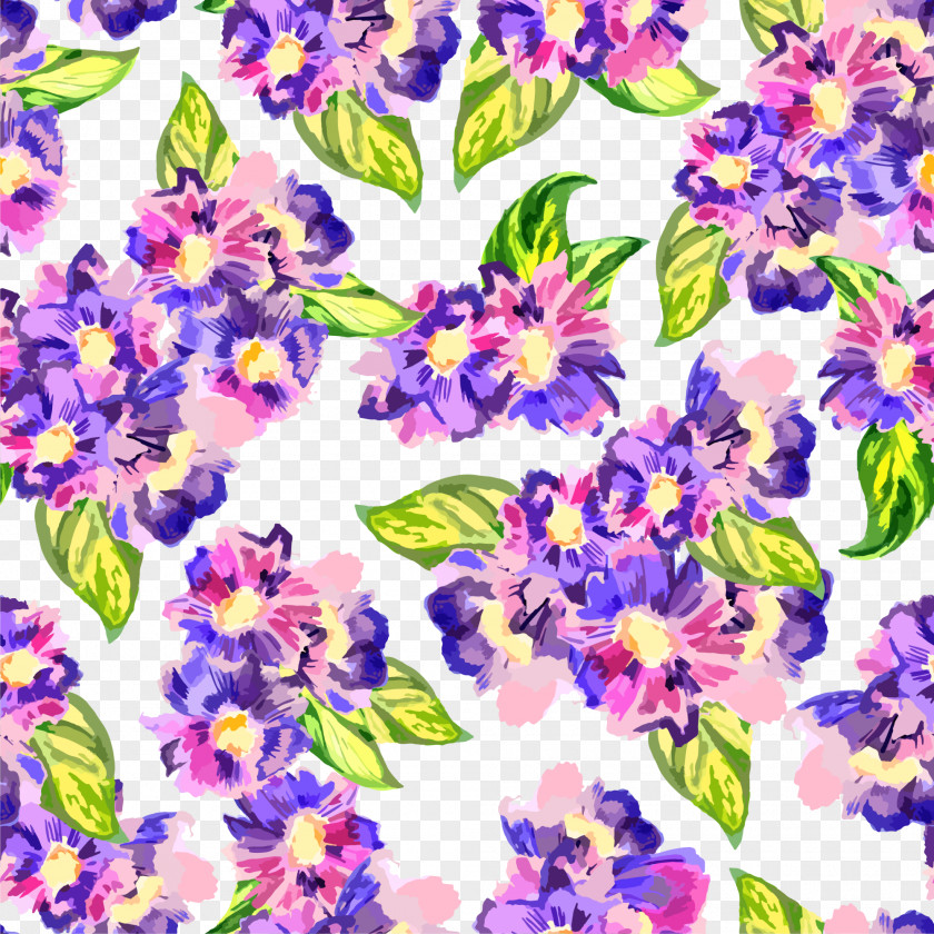 Purple Hand-painted Flowers Flower Watercolor Painting Pattern PNG