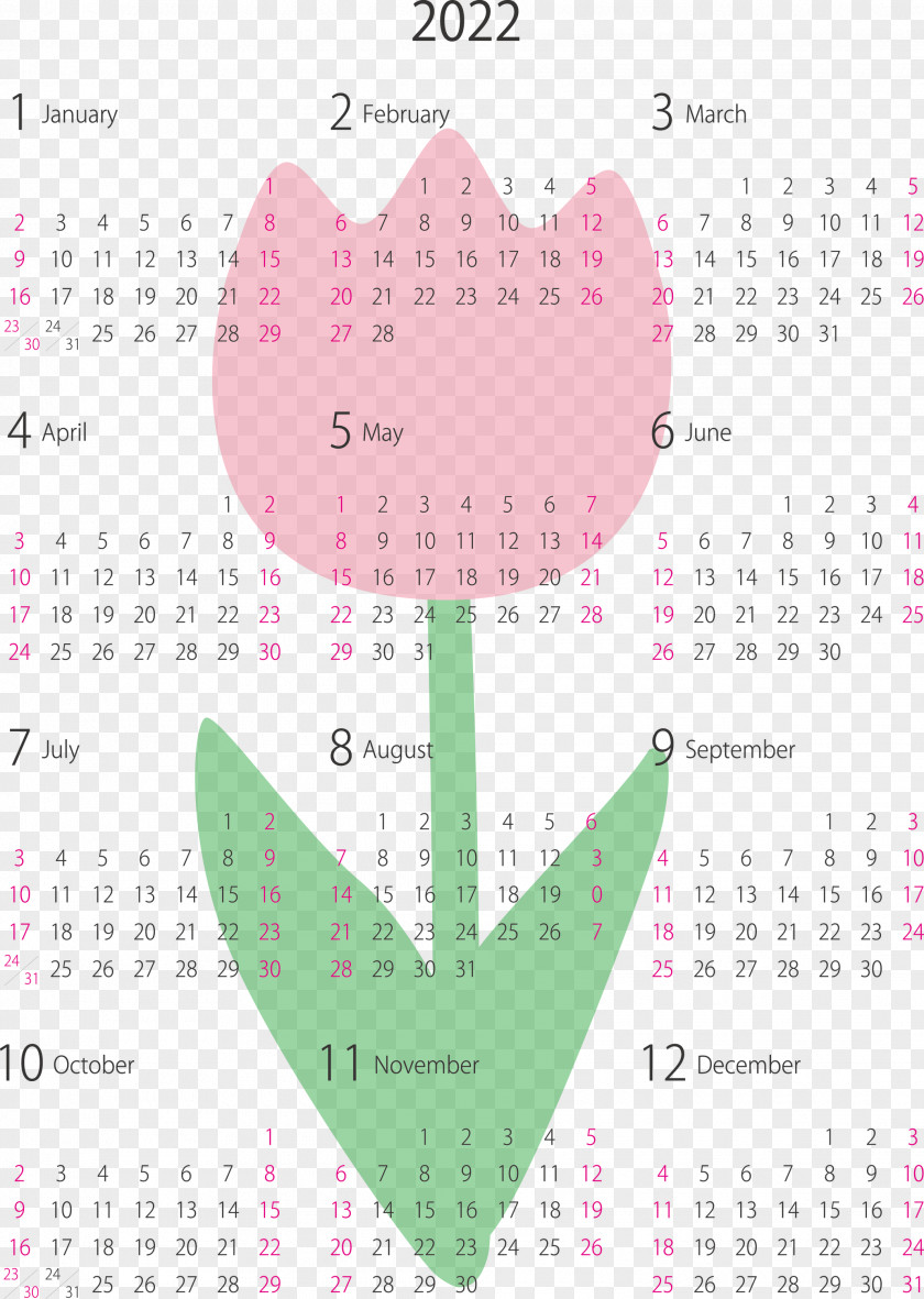 2022 Yearly Calendar Printable PNG