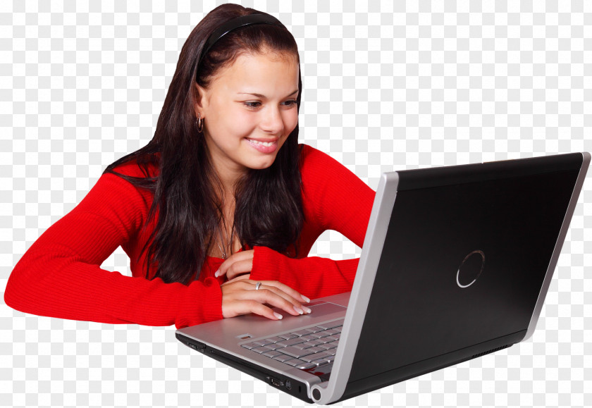 Learning Touchpad Girl Cartoon PNG