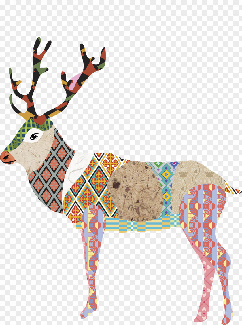 Hand Painted Reindeer Antler Horn PNG