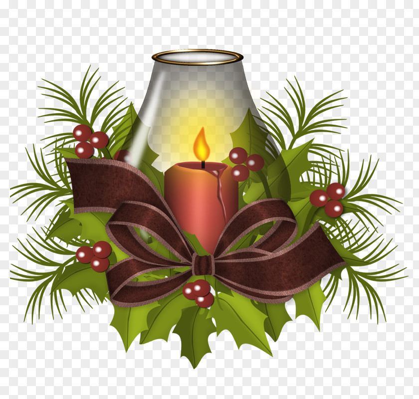 Pretty Bow Christmas Decoration Candle Clip Art PNG