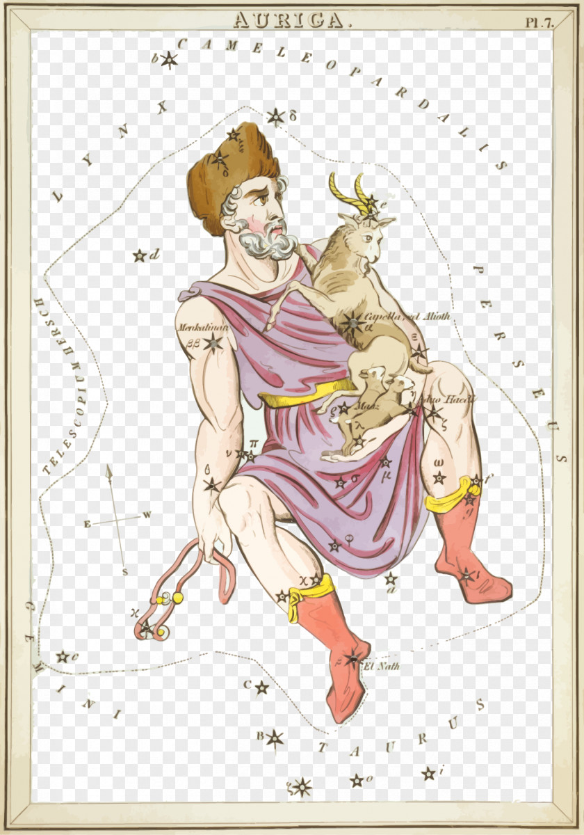 Vector Man Holding A Lamb Auriga Constellation Perseus Uranias Mirror Capella PNG
