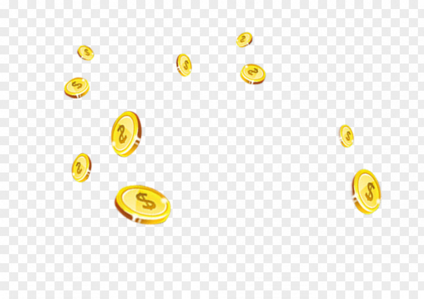 Money Flying,yellow,Hand Painted Coin Yellow Computer File PNG