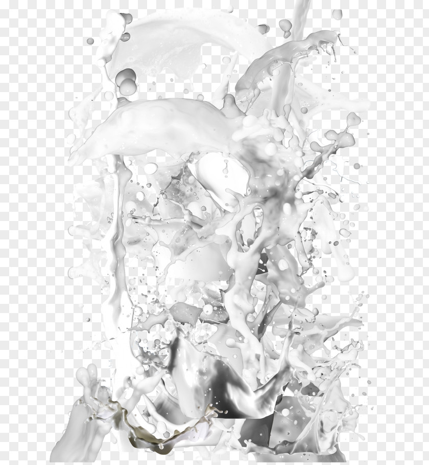 Splash Of Milk Element Drawing White Black PNG