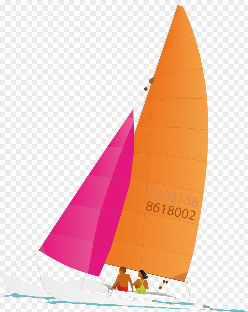 Vector Sailing Ship Orange PNG