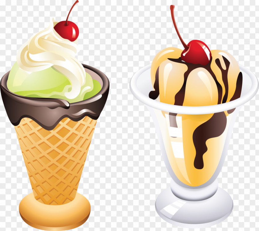 White Cream Sundae Ice Cones Chocolate Clip Art PNG