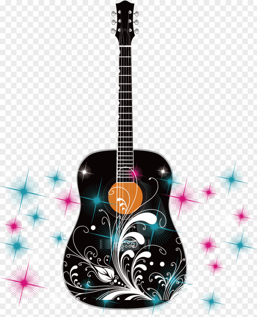 Guitar Vector Color Stars Acoustic PNG