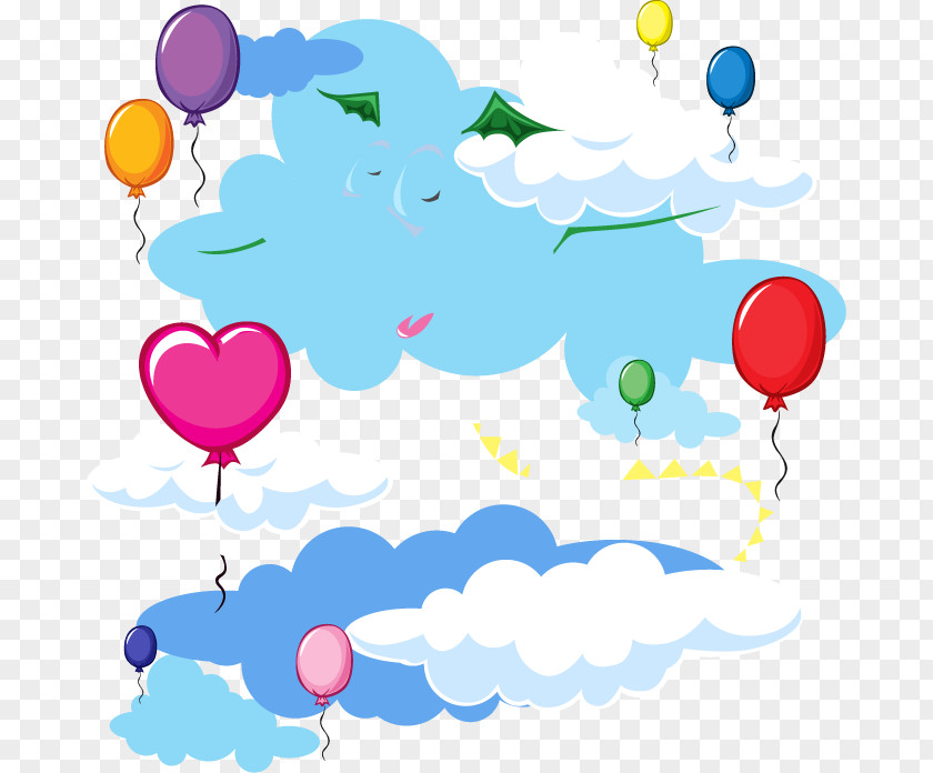 Hand-painted Clouds Balloons Pattern Graphic Design Clip Art PNG