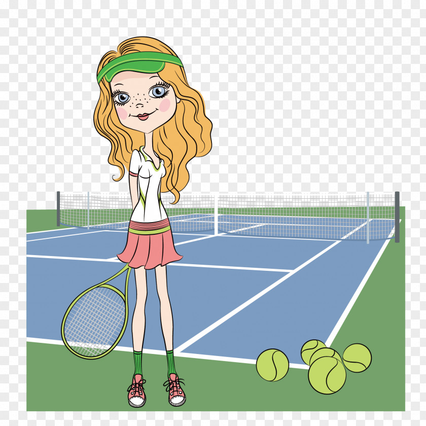 Vector Playing Volleyball Woman Tennis Centre Racket Clip Art PNG